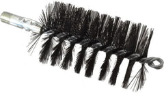 Schaefer Brush - 4-1/2" Brush Length, 2-3/4" Diam, Double Stem, Single Spiral Flue Brush - 7-1/2" Long, Tempered Steel Wire, 1/4" NPSM Male Connection - Americas Tooling