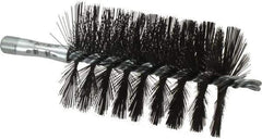 Schaefer Brush - 4-1/2" Brush Length, 3" Diam, Double Stem, Single Spiral Flue Brush - 7-1/2" Long, Tempered Steel Wire, 1/4" NPSM Male Connection - Americas Tooling