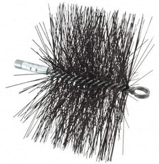 Schaefer Brush - 4-1/2" Brush Length, 8" Diam, Double Stem, Double Spiral Tube Brush - 7-1/2" Long, Tempered Steel Wire, 1/4" NPT Male Connection - Americas Tooling