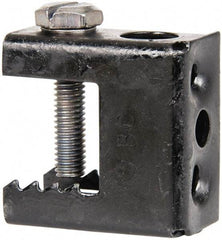 Thomas & Betts - 1/2" Max Flange Thickness, 1/4, 3/8" Rod Standard Beam Clamp - 100 Lb Capacity, Spring Steel - Americas Tooling