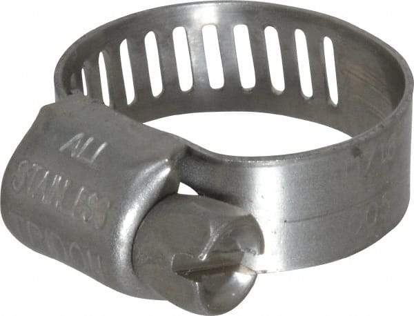 IDEAL TRIDON - SAE Size 5, 5/16 to 11/16" Diam, Stainless Steel Miniature Worm Drive Clamp - 5/16" Wide, Material Grade 301, Series 350 - Americas Tooling