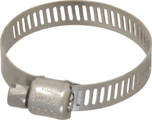 IDEAL TRIDON - SAE Size 16, 11/16 to 1-1/2" Diam, Stainless Steel Miniature Worm Drive Clamp - 5/16" Wide, Material Grade 301, Series 350 - Americas Tooling