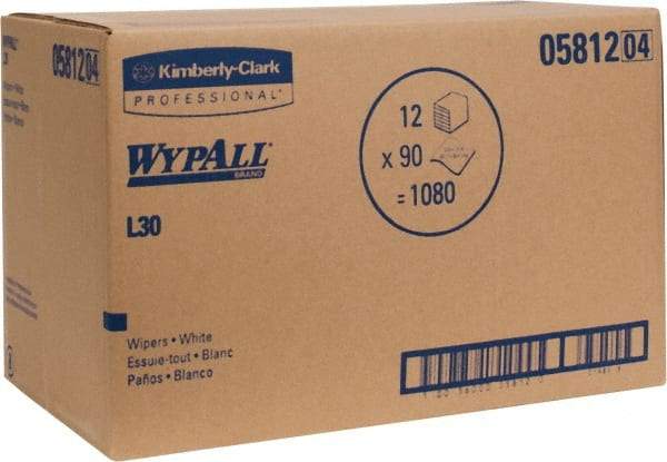 WypAll - L30 1/4 Fold General Purpose Wipes - Poly Pack, 13" x 12-1/2" Sheet Size, White - Americas Tooling