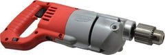 Milwaukee Tool - 1/2" Keyed Chuck, 600 RPM, D-Handle Electric Drill - 7 Amps, 120 Volts, Reversible, Includes Chuck Key with Holder & Side Handle - Americas Tooling