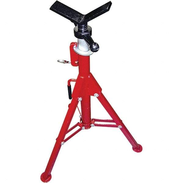 Rothenberger - 1/2" to 8" Pipe Capacity, Portable Folding Vee-Head Stand - 27" to 50" High, 2,500 Lb Capacity - Americas Tooling