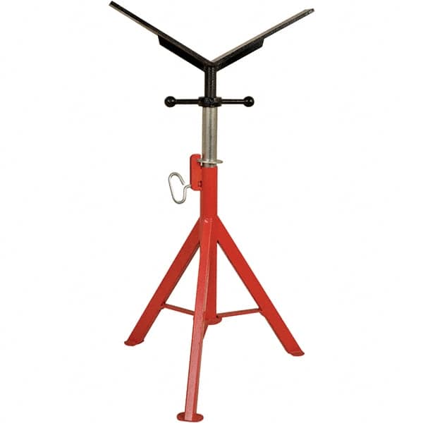 Rothenberger - 1/2" to 16" Pipe Capacity, Portable Folding Vee-Head Stand - 27" to 50" High, 2,500 Lb Capacity - Americas Tooling