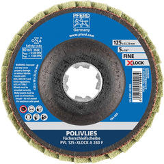 PFERD - Flap Discs; Abrasive Type: Non-Woven ; Flap Disc Type: Compact ; Disc Diameter (Inch): 5 ; Abrasive Material: Aluminum Oxide ; Grit: 240 ; Attaching System: Quick Change X-Lock - Exact Industrial Supply