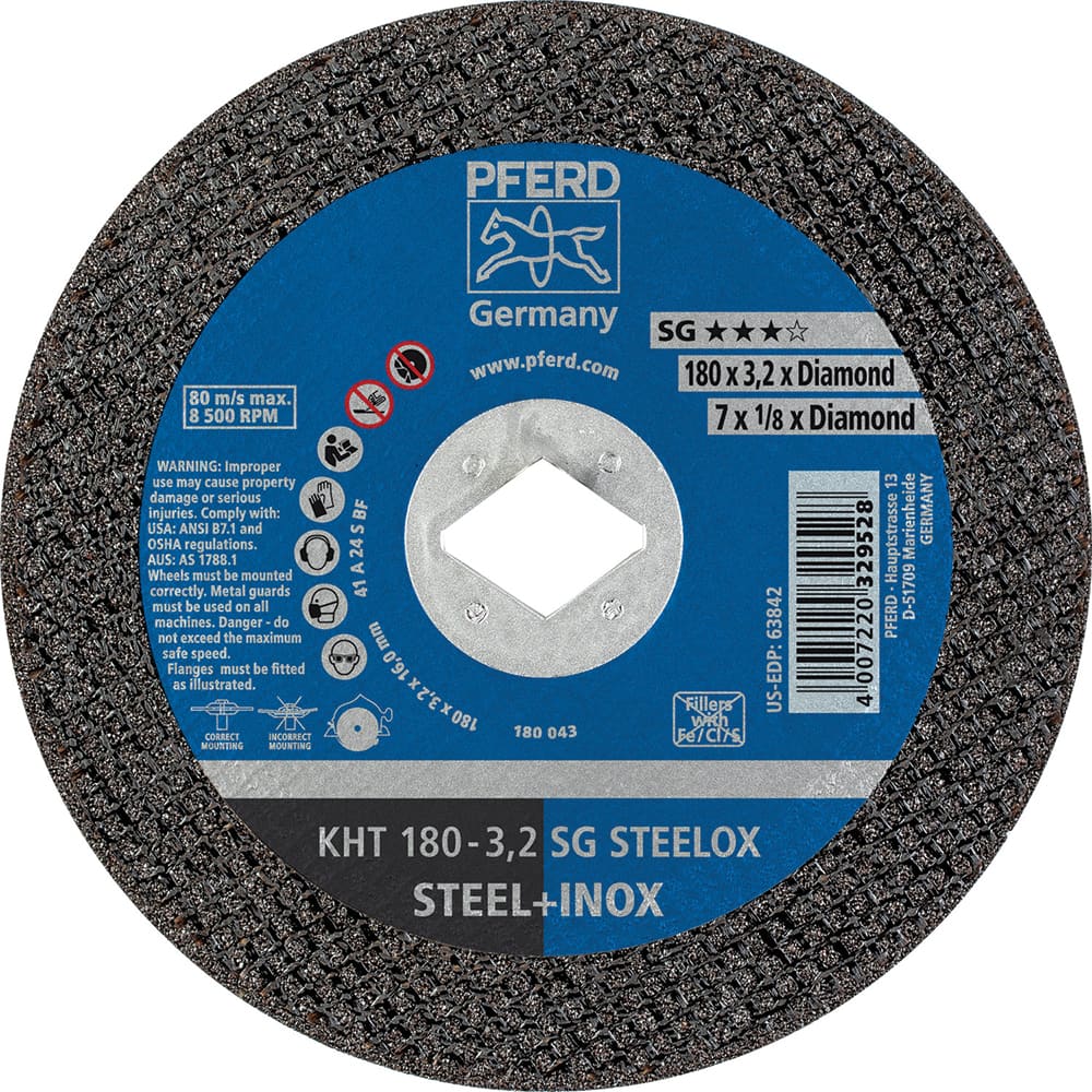 PFERD - Cutoff Wheels; Tool Compatibility: Circular Saws ; Wheel Diameter (Inch): 7 ; Wheel Thickness (Inch): 1/8 ; Abrasive Material: Aluminum Oxide ; Maximum RPM: 8500.000 ; Grit: 24 - Exact Industrial Supply