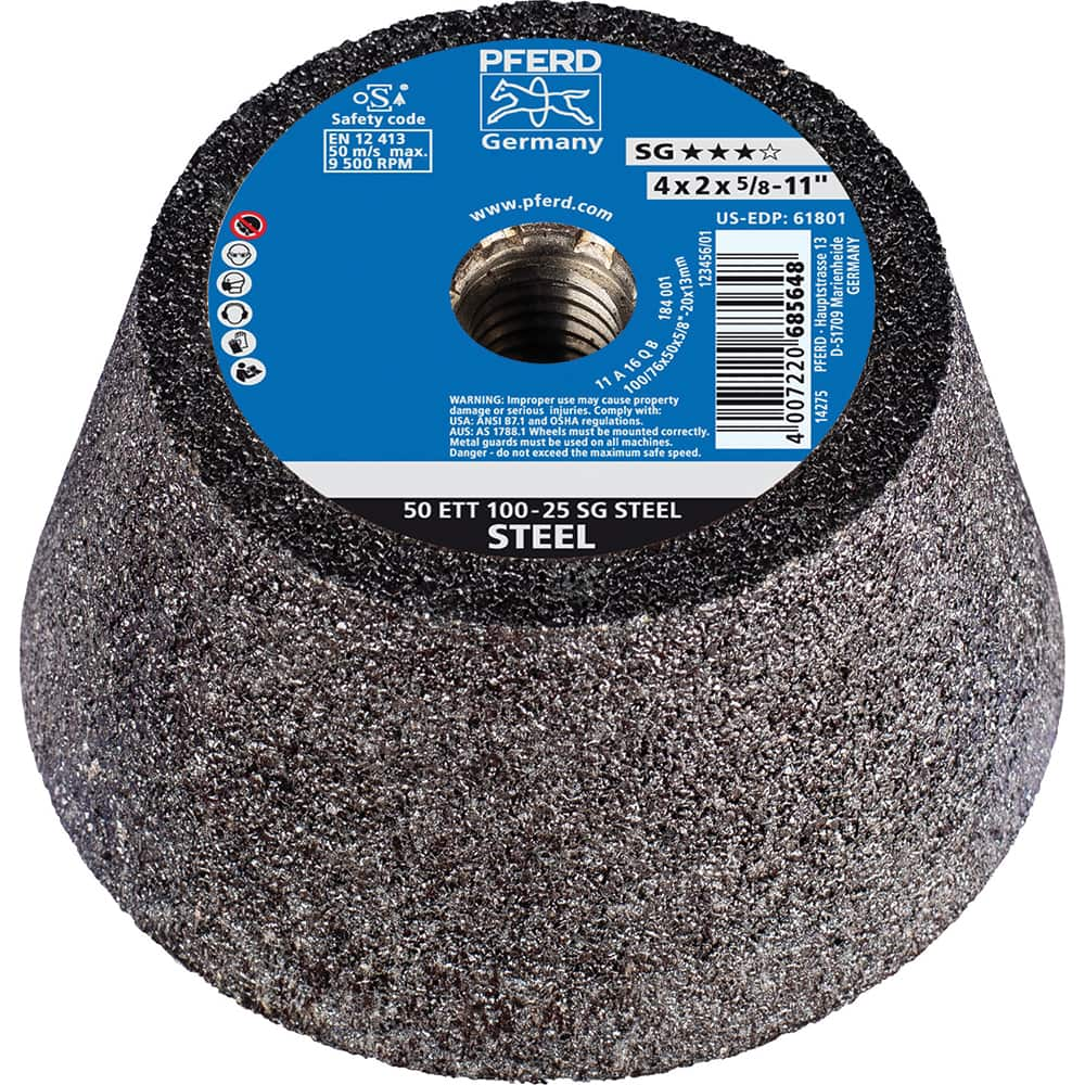 PFERD - Depressed-Center Wheels; Hole Thread Size: 5/8-11 ; Connector Type: Arbor ; Wheel Type Number: Type 11 ; Abrasive Material: Aluminum Oxide ; Maximum RPM: 9360.000 ; Bond Type: Resinoid - Exact Industrial Supply