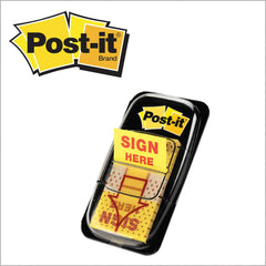 3M - Self-Stick Page Flags; Style: Sign Here Flag ; Color: Yellow ; Size: 0.47 x 1.7 - Exact Industrial Supply