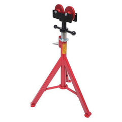 Rothenberger - 1/2" to 16" Pipe Capacity, Straight Pipe Stand with 2 Roller Head - 27" to 50" High, 2,500 Lb Capacity - Americas Tooling