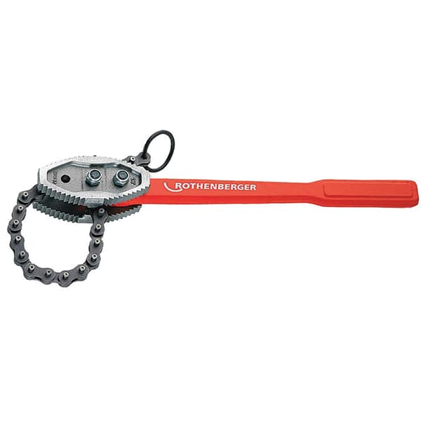 Rothenberger - 64" Max Pipe Capacity, 57" Long, Chain Tong Wrench - 12" Actual OD, 63-1/2" Handle Length - Americas Tooling