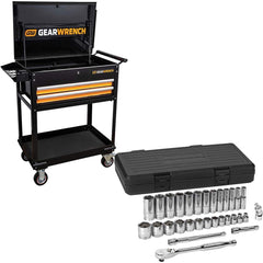 GEARWRENCH - Tool Storage Carts; Type: Tool Cart ; Number of Drawers: 2.000 ; Width Range: 24" - 35.9" ; Depth Range: 18" - 23.9" ; Height Range: 36" - Exact Industrial Supply