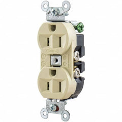 Hubbell Wiring Device-Kellems - 125V 15A NEMA 5-15R Industrial Grade Ivory Straight Blade Duplex Receptacle - Americas Tooling