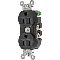 Hubbell Wiring Device-Kellems - 125V 15A NEMA 5-15R Industrial Grade Black Straight Blade Duplex Receptacle - Americas Tooling