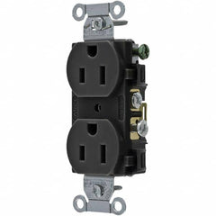 Hubbell Wiring Device-Kellems - 125V 15A NEMA 5-15R Commercial Grade Black Straight Blade Duplex Receptacle - Americas Tooling