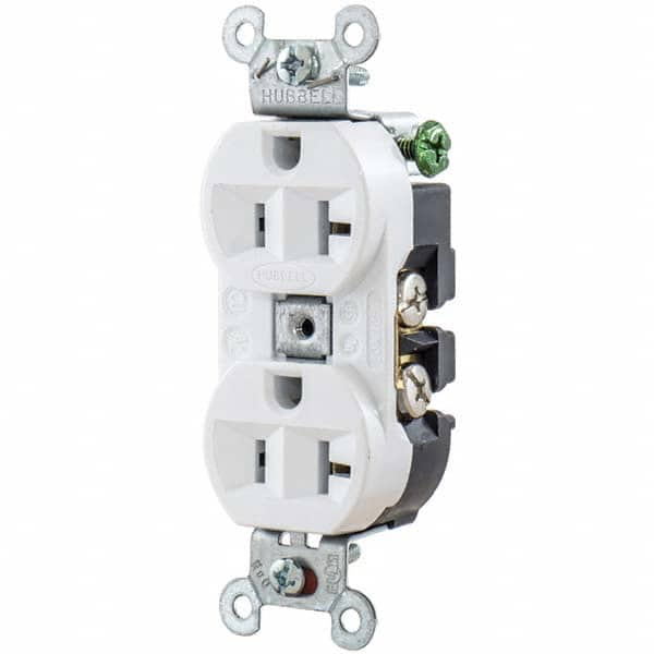 Hubbell Wiring Device-Kellems - 125V 20A NEMA 5-20R Industrial Grade White Straight Blade Duplex Receptacle - Americas Tooling