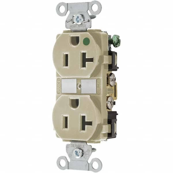 Hubbell Wiring Device-Kellems - 125V 20A NEMA 5-20R Hospital Grade Ivory Straight Blade Duplex Receptacle - Americas Tooling