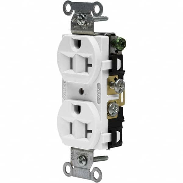 Hubbell Wiring Device-Kellems - 125V 20A NEMA 5-20R Commercial Grade White Straight Blade Duplex Receptacle - Americas Tooling