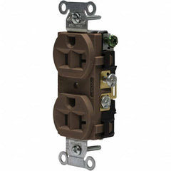 Hubbell Wiring Device-Kellems - 125V 20A NEMA 5-20R Commercial Grade Brown Straight Blade Duplex Receptacle - Americas Tooling