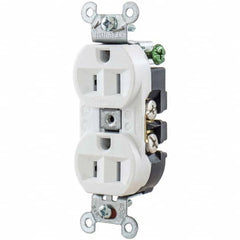 Hubbell Wiring Device-Kellems - 125V 15A NEMA 5-15R Industrial Grade White Straight Blade Duplex Receptacle - Americas Tooling