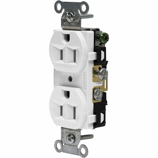 Hubbell Wiring Device-Kellems - 125V 15A NEMA 5-15R Commercial Grade White Straight Blade Duplex Receptacle - Americas Tooling