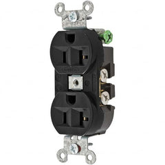 Hubbell Wiring Device-Kellems - 125V 20A NEMA 5-20R Industrial Grade Black Straight Blade Duplex Receptacle - Americas Tooling