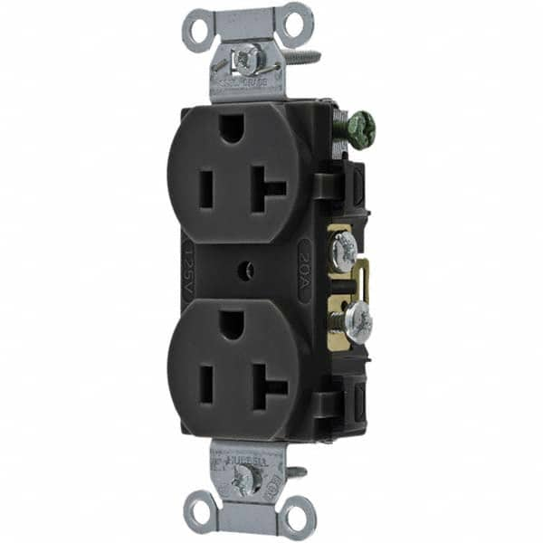 Hubbell Wiring Device-Kellems - 125V 20A NEMA 5-20R Commercial Grade Black Straight Blade Duplex Receptacle - Americas Tooling