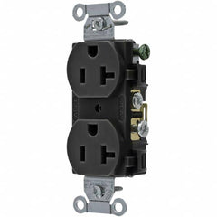 Hubbell Wiring Device-Kellems - 125V 20A NEMA 5-20R Commercial Grade Black Straight Blade Duplex Receptacle - Americas Tooling