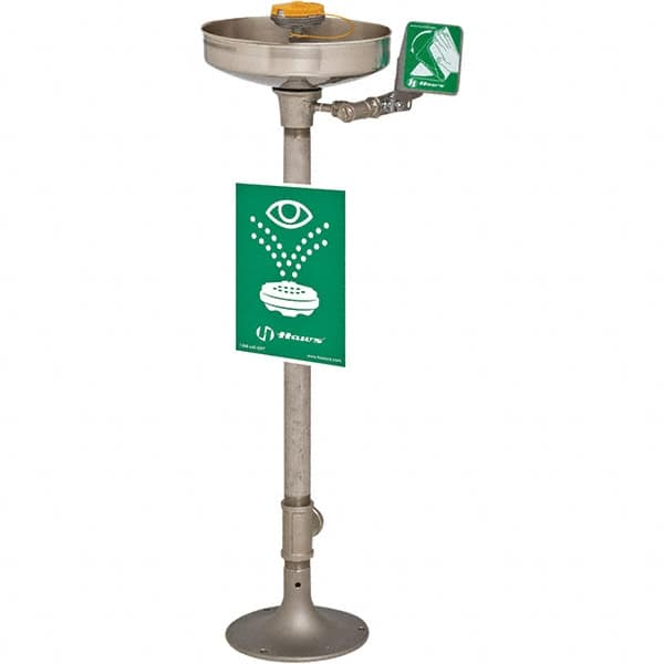 Haws - 15" Wide x 40" High, Pedestal Mount, Stainless Steel Bowl, Eye & Face Wash Station - 11" Inlet, 3.7 GPM Flow Rate - Americas Tooling