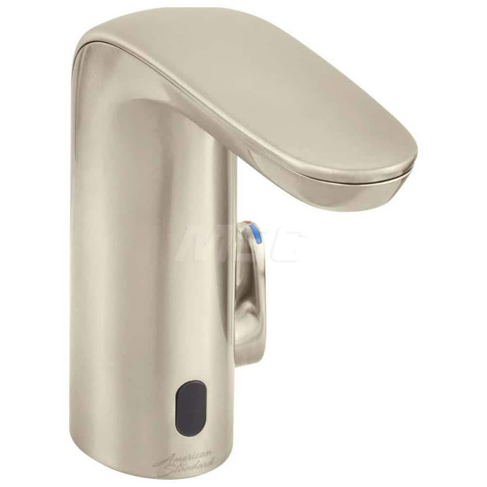 Electronic & Sensor Faucets; Type: Integrated Proximity Lavatory Faucet; Style: Contemporary; Modern; Spout Type: Standard; Mounting Centers: Single Hole; Voltage (AC): 240; Finish/Coating: Brushed Nickel; Special Item Information: Vandal-Resistant; Touch