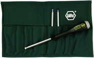 4 Piece - ESD Safe Interchangeable Blade Set Includes ESD Safe Handle - #10891 - Slotted 3; 4; 6 and Phillips #0; 1 & 2 Blades in Canvas Pouch - Americas Tooling