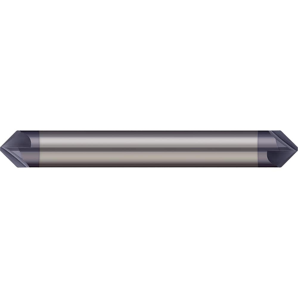 Micro 100 - 3/8" Diam 90°/90° 6-Flute Double End Solid Carbide Chamfer Mill - Exact Industrial Supply