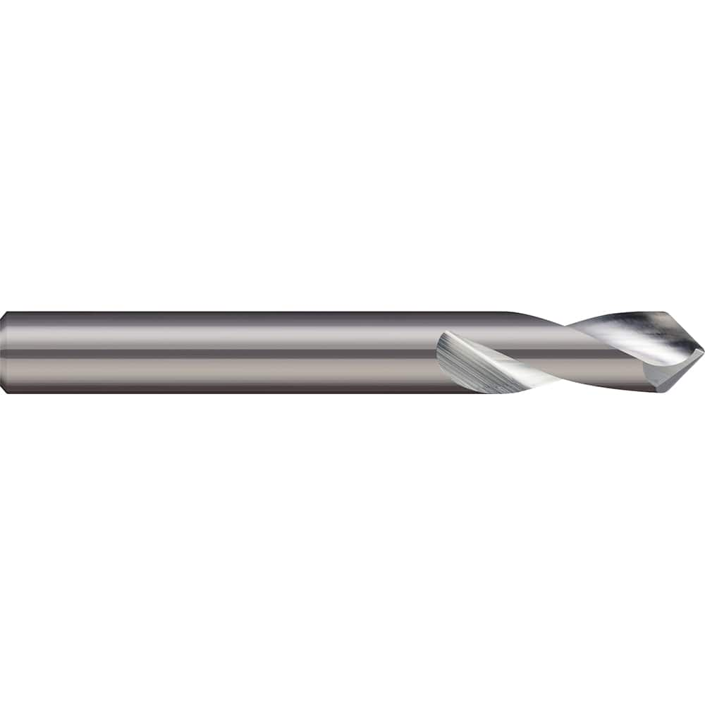 Micro 100 - 1/2" Body Diam, 90°, 2-1/2" OAL, 2-Flute Solid Carbide Spotting Drill - Exact Industrial Supply