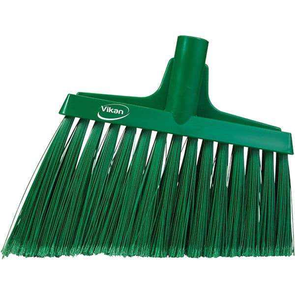 Vikan - 11-1/2" Wide, Green Polyester Bristles, Angled Broom - Flagged, Water Resistant - Americas Tooling