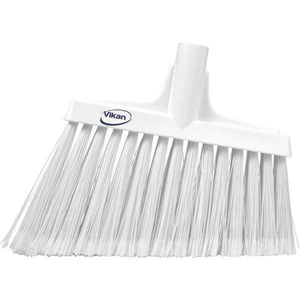 Vikan - 11-1/2" Wide, White Polyester Bristles, Angled Broom - Flagged, Water Resistant - Americas Tooling