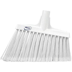 Vikan - 11-1/2" Wide, White Polyester Bristles, Angled Broom - Flagged, Water Resistant - Americas Tooling