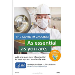 NMC - Training & Safety Awareness Posters; Subject: General Safety & Accident Prevention ; Training Program Title: COVID-19 Vaccination Awareness ; Message: THE COVID-19 VACCINE: AS ESSENTIAL AS YOU ARE. ; Series: Safety & Health ; Language: English ; Ba - Exact Industrial Supply