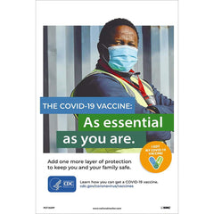 NMC - Training & Safety Awareness Posters; Subject: General Safety & Accident Prevention ; Training Program Title: Protect from COVID-19; COVID-19 Vaccination Awareness ; Message: THE COVID-19 VACCINE: AS ESSENTIAL AS YOU ARE. ADD ONE MORE LAYER OF PROTE - Exact Industrial Supply