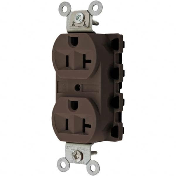 Hubbell Wiring Device-Kellems - 125V 20A NEMA 5-20R Specification Grade Brown Straight Blade Duplex Receptacle - Americas Tooling