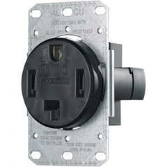 Hubbell Wiring Device-Kellems - 125/250 VAC 30A NEMA 14-30R Residential Grade Black Straight Blade Single Receptacle - Americas Tooling