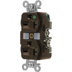 Hubbell Wiring Device-Kellems - 250 VAC 20A NEMA 6-20R Hospital Grade Brown Straight Blade Duplex Receptacle - Americas Tooling