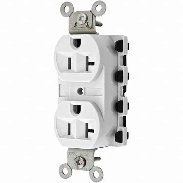 Hubbell Wiring Device-Kellems - 125V 20A NEMA 5-20R Specification Grade White Straight Blade Duplex Receptacle - Americas Tooling