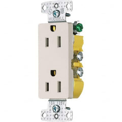 Hubbell Wiring Device-Kellems - 125V 15A NEMA 5-15R Residential Grade Light Almond Straight Blade Duplex Receptacle - Americas Tooling