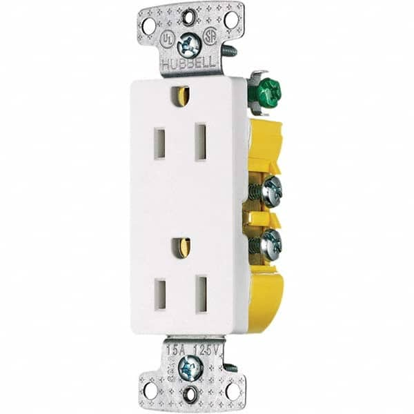 Hubbell Wiring Device-Kellems - 125V 15A NEMA 5-15R Residential Grade White Straight Blade Duplex Receptacle - Americas Tooling