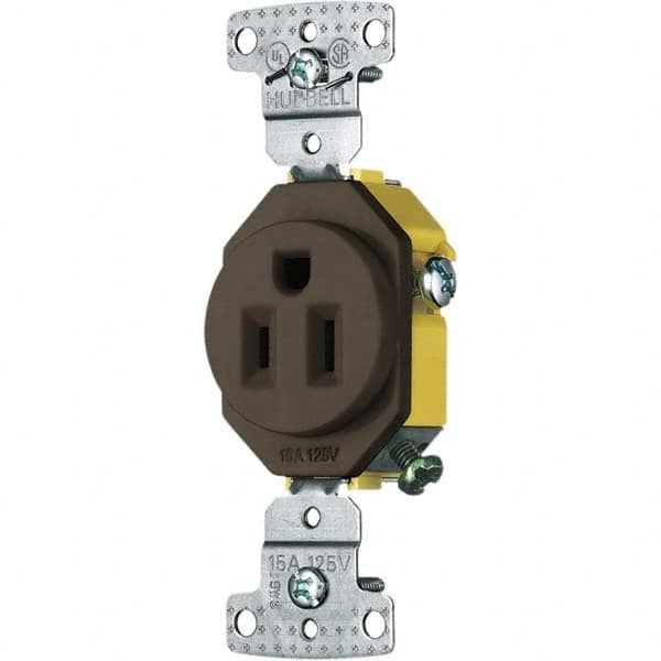 Hubbell Wiring Device-Kellems - 125V 15A NEMA 5-15R Residential Grade Brown Straight Blade Single Receptacle - Americas Tooling