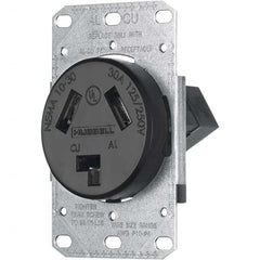 Hubbell Wiring Device-Kellems - 125/250 VAC 30A NEMA 10-30R Residential Grade Black Straight Blade Single Receptacle - Americas Tooling