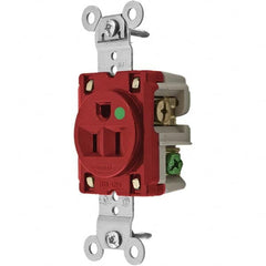 Hubbell Wiring Device-Kellems - 125V 15A NEMA 5-15R Hospital Grade Red Straight Blade Single Receptacle - Americas Tooling