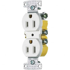 Hubbell Wiring Device-Kellems - 125V 15A NEMA 5-15R Residential Grade White Straight Blade Duplex Receptacle - Americas Tooling