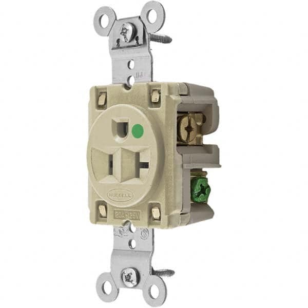 Hubbell Wiring Device-Kellems - 125V 20A NEMA 5-20R Hospital Grade Ivory Straight Blade Single Receptacle - Americas Tooling